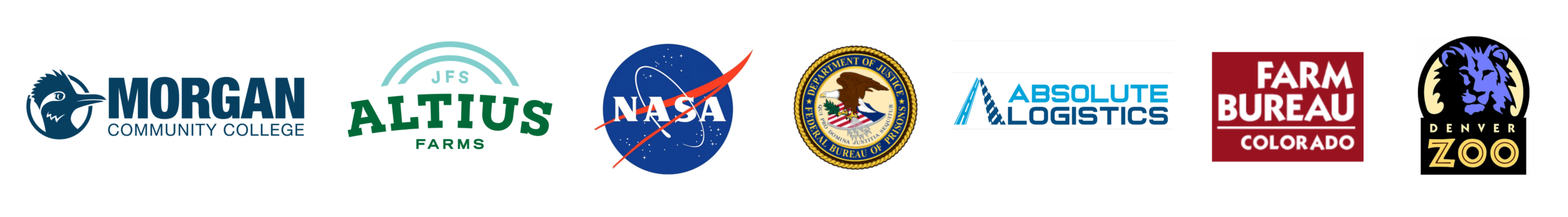 FarmBox Foods Partner Logos including NASA, Denver Zoo, Morgan Community College, JFS Altius, Bureau of Prisons, Colorado Farm Bureau and Absolute Logistics